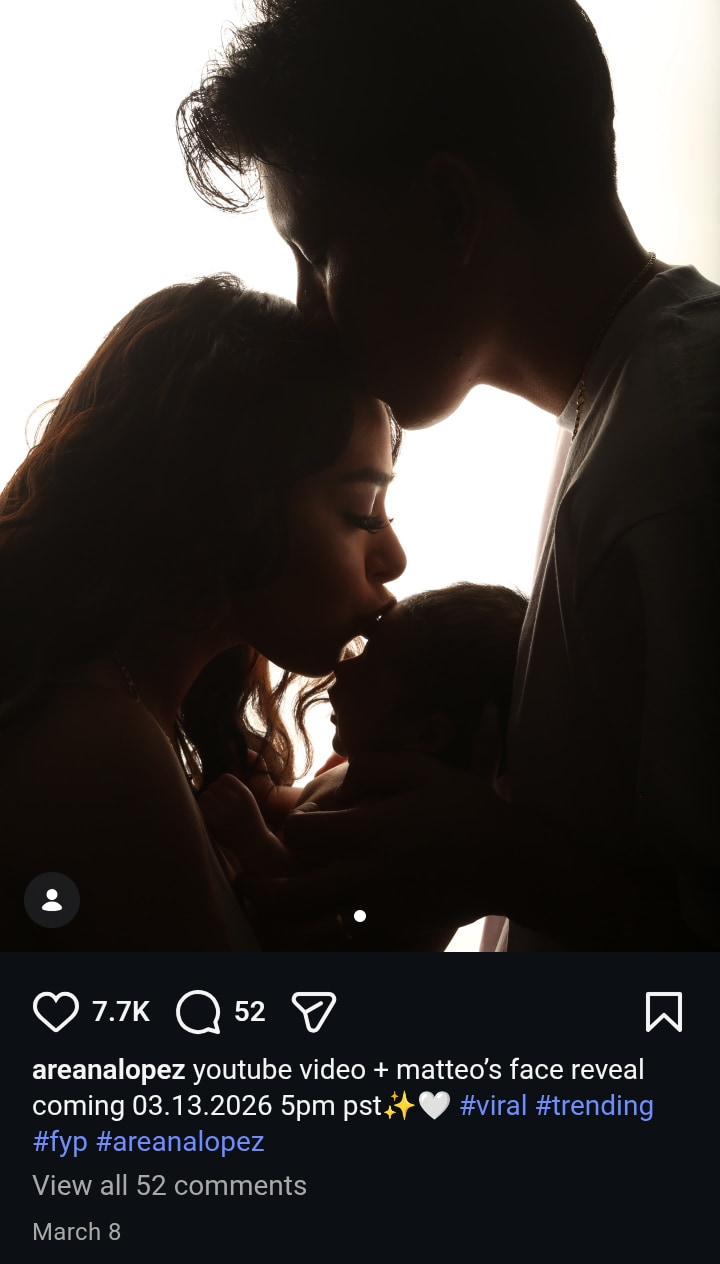 Image - Areana Lopez, is pictured with her husband, Manuel Magaña, and their son, Matteo, back in early March 2026.