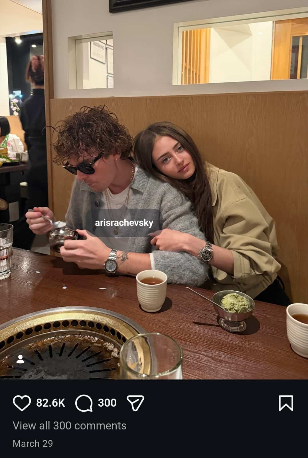 Image - Leni Klum, is pictured hugging her boyfriend, Aris Rachevsky, in an embrace, back in March 2026.